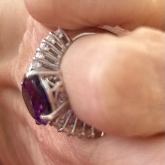 NWT Amethyst and White Crystal Ring Size 7 - Picture 3 of 4